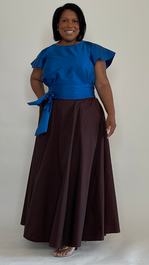 Cobalt Blue Taffeta Blouse